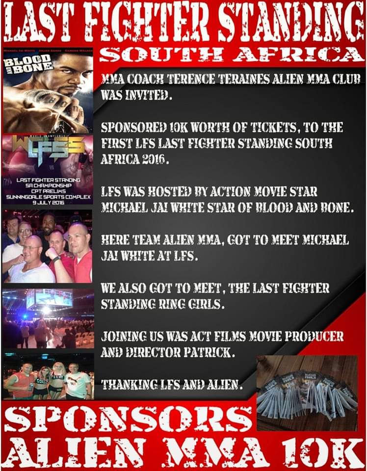 LAST FIGHTER STANDING SOUTH AFRICA – SPONSORS ALIEN MMA 10K