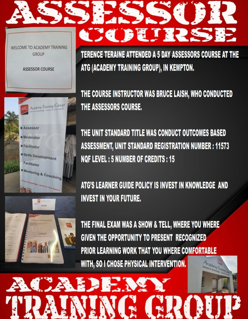 ASSESSOR COURSE – TERENCE TERAINE – ATG