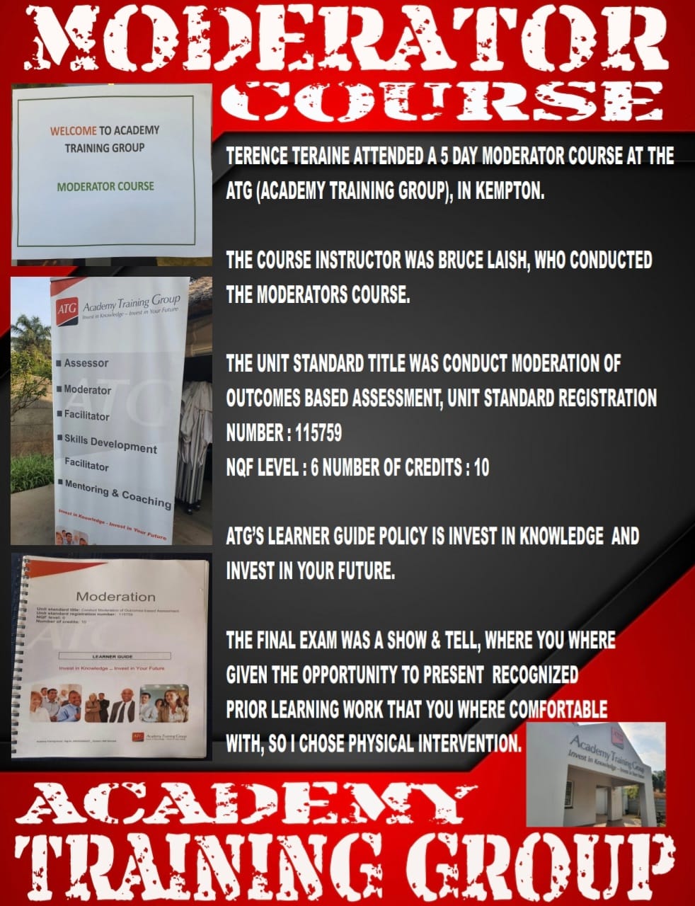 MODERATOR COURSE – TERENCE TERAINE – ATG